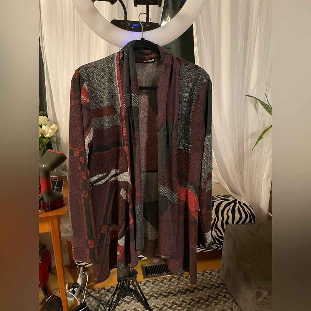 Dolcezza Burgundy Black Grey Cardigan